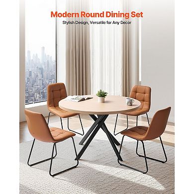 5-Piece Round Dining Table Set with Foam-Padded Chairs for Kitchen or Dining Room