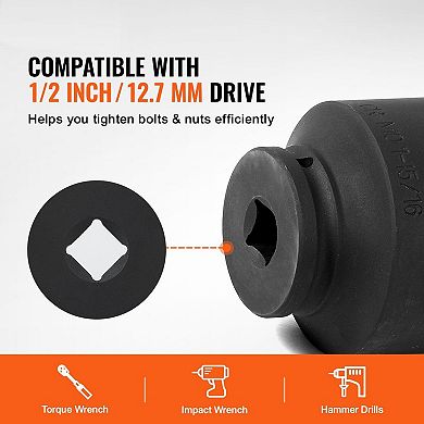 Drive Axle Nut Socket Set 4-Piece SAE with Storage Case