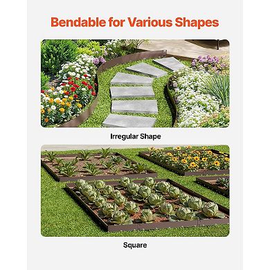 Galvanized Steel Garden Edging with Flexible Design and 5 Interlocking Pieces