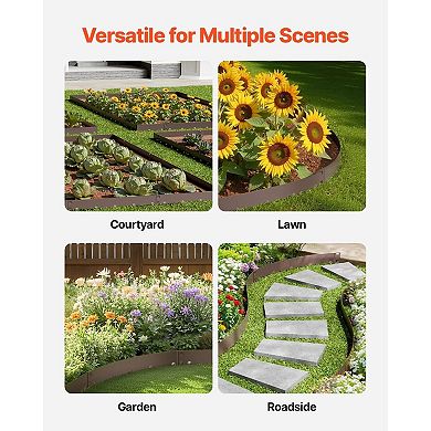 Galvanized Steel Garden Edging with Flexible Design and 5 Interlocking Pieces