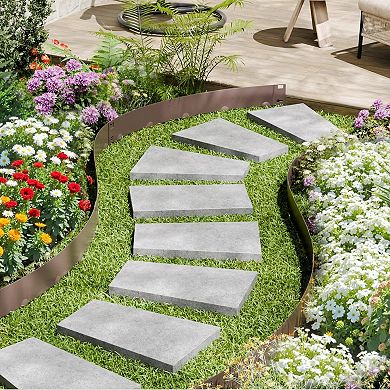 Galvanized Steel Garden Edging with Flexible Design and 5 Interlocking Pieces