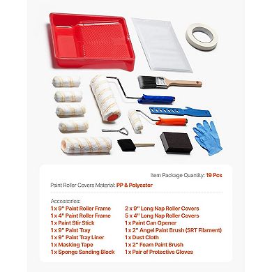 High-Density Microfiber Paint Roller Set for Doors, Walls, and Wood