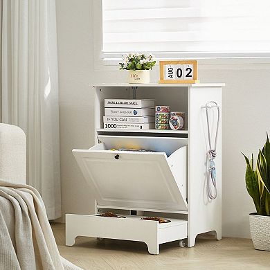 Indoor Dog Feeding Station with Pull-Out Drawer and Storage Cabinet
