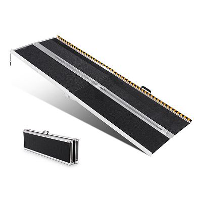 Portable Folding Wheelchair Ramp, Non-Slip Surface, and Carry Handle for Home and Travel