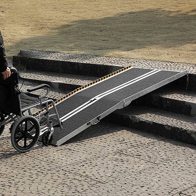 Portable Folding Wheelchair Ramp, Non-Slip Surface, and Carry Handle for Home and Travel