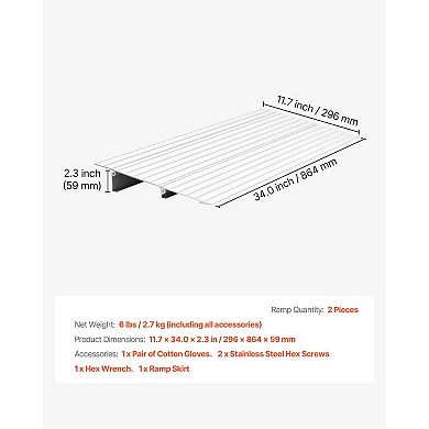 Aluminum Threshold Ramp Set for Doorways, Wheelchairs, and Mobility Scooters