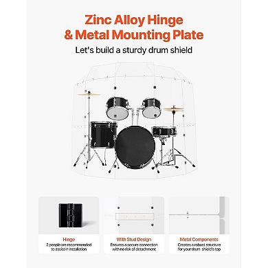 10-Panel Drum Shield Kit with Clear Acrylic Panels and Adjustable Angles