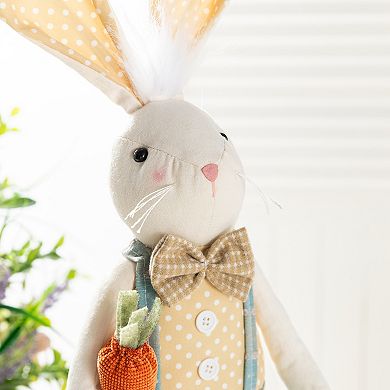 Glitzhome 32.75"H/23"H Easter Fabric Boy Bunny with Telescoping Legs