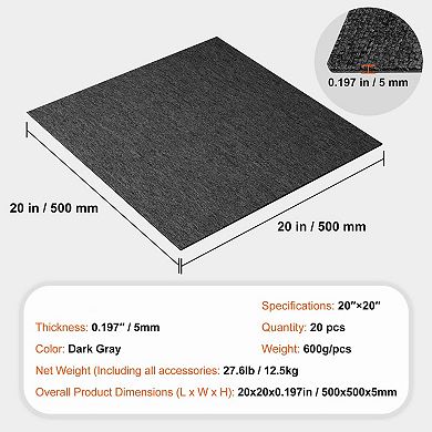 20 Pack Carpet Tile Flooring Squares for Home Office, Basement, and Living Spaces