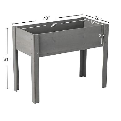 Wooden Planter Box for Flowers, Herbs, Vegetables on Patio or Balcony