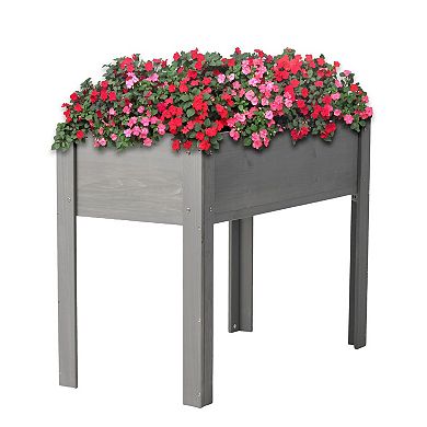 Wooden Planter Box for Flowers, Herbs, Vegetables on Patio or Balcony