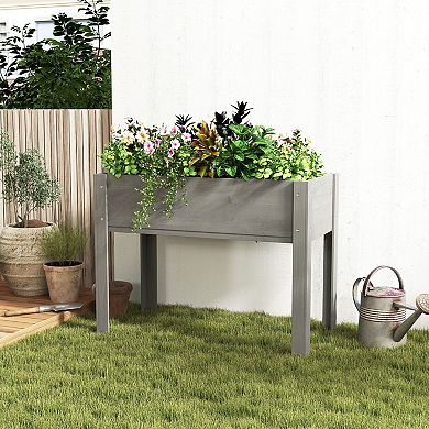 Wooden Planter Box for Flowers, Herbs, Vegetables on Patio or Balcony