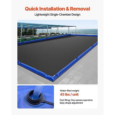 6-Pack Pool Cover Water Bags Kit Edge Bags with 4 Corner Tubes PVC