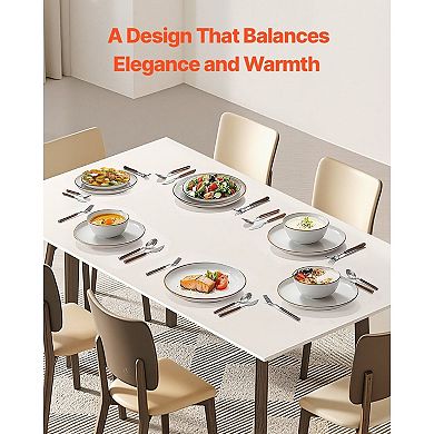 18-Piece Ceramic Dining Set for 6, Includes Dinner, Salad Plates and Bowls