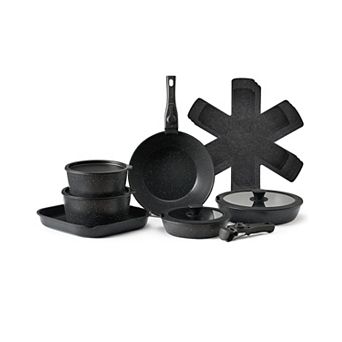 17 pc Cookware Set with Removable Handles NonStick Pans Glass Lids Oven and Stovetop Safe