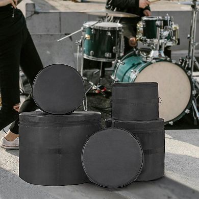 5-Piece Drum Bag Set with Padded Protection and Detachable Shoulder Strap