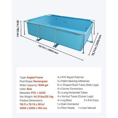 Above-Ground Backyard Pool Heavy-Duty Steel Frame PVC Construction