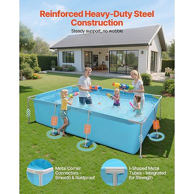 Above-Ground Backyard Pool Heavy-Duty Steel Frame PVC Construction