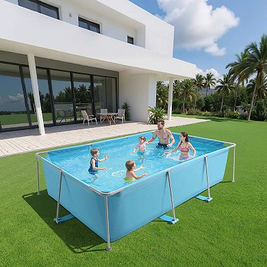 Above-Ground Backyard Pool Heavy-Duty Steel Frame PVC Construction