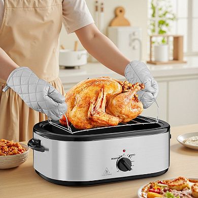 22-Quart Electric Roaster Oven with Adjustable Temperature and Keep Warm