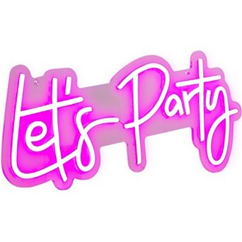 Party LED Neon Wall Sign with Remote, 4 Flash Effects, and Indoor Use