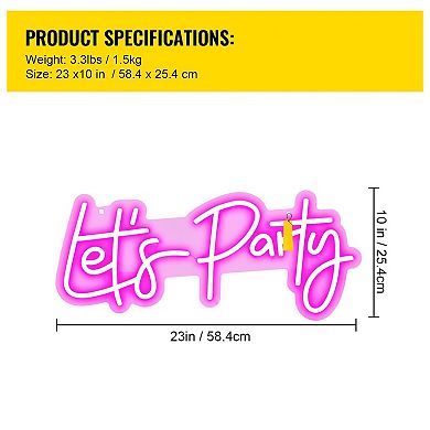 Party LED Neon Wall Sign with Remote, 4 Flash Effects, and Indoor Use