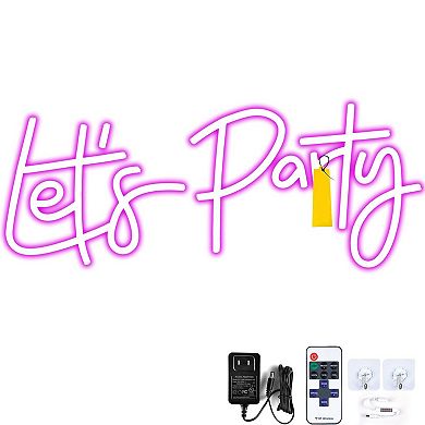Party LED Neon Wall Sign with Remote, 4 Flash Effects, and Indoor Use