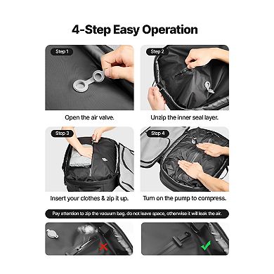 65L Travel Backpack with Vacuum Compression, TSA Lock, Luggage Strap, and Anti-Theft Pockets