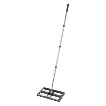 Garden and Lawn Leveling Rake with Aluminum Rollers and Adjustable Handle