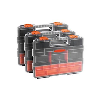 3-Pack Small Parts Organizer Boxes with 21 Compartments and Removable Trays