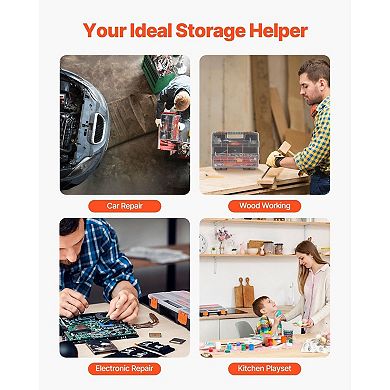 3-Pack Small Parts Organizer Boxes with 21 Compartments and Removable Trays