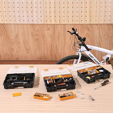3-Pack Small Parts Organizer Boxes with 21 Compartments and Removable Trays