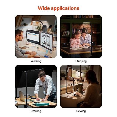 Dual-Head LED Desk Lamp with Adjustable Gooseneck and 50 Lighting Modes