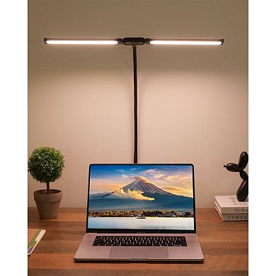 Dual-Head LED Desk Lamp with Adjustable Gooseneck and 50 Lighting Modes