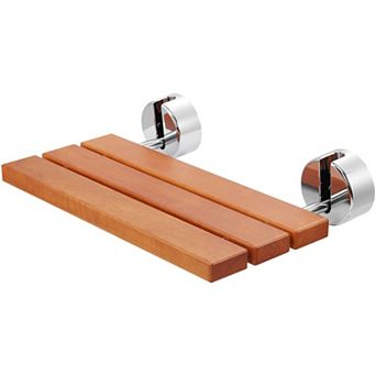 Space-Saving Wall Fold-Down Teak Shower Seat for Bathroom or Shower Use