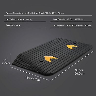 Entryway Ramp with Rubber Non-Slip Surface, Supports Mobility Devices and Scooters