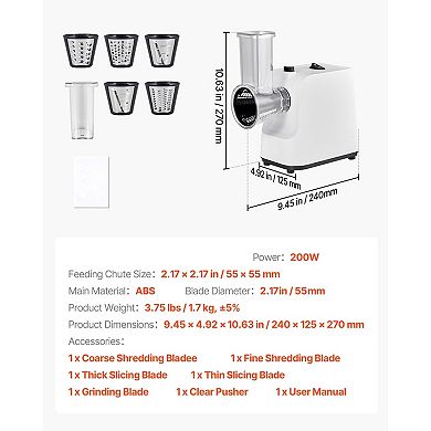 5-in-1 Electric Vegetable Slicer and Shredder for Fruits, Veggies, and Cheese