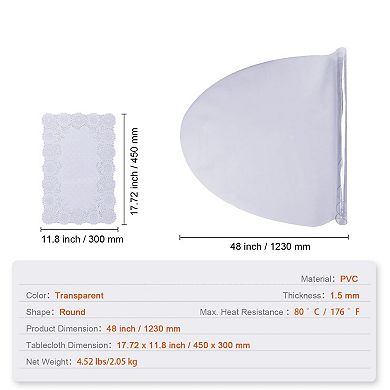 PVC Round Table Protector for Dining Table, Desk, Kitchen Table, or TV Cabinet