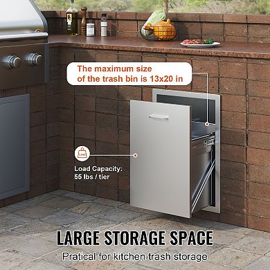 Stainless Steel Pull-Out Trash Drawer with Brushed Finish for Easy Cleaning