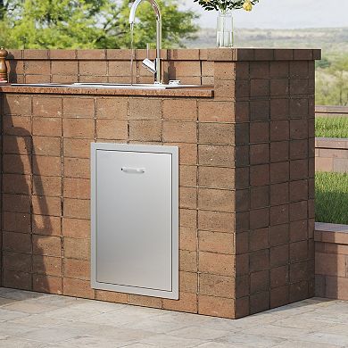 Stainless Steel Pull-Out Trash Drawer with Brushed Finish for Easy Cleaning