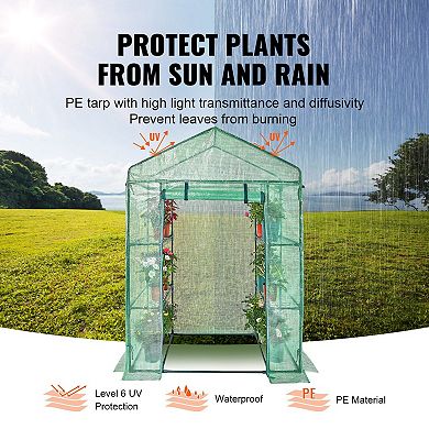 Indoor Outdoor Greenhouse with Ventilation, Roll-Up Door, Metal Frame