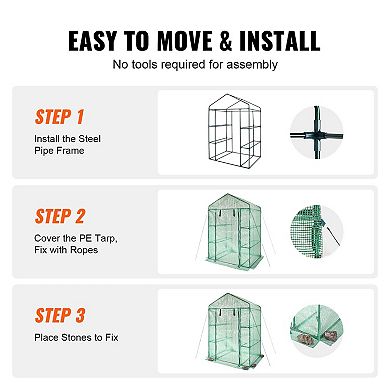 Indoor Outdoor Greenhouse with Ventilation, Roll-Up Door, Metal Frame