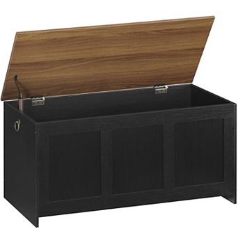 Home Storage Bench with Lid, Safety Hinges, and Metal Pull Rings for Living Room, Bedroom, or Office