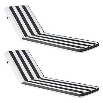 2 pc Outdoor Lounge Chair Cushion Set Foam Seat and Back Cushions