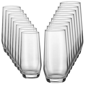 16 pc Clear Glass Set Durable Glasses for Parties, Dining, and Outdoor Use