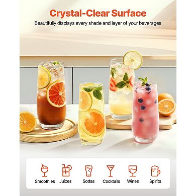 16-Piece Clear Glass Set Durable Glasses for Parties, Dining, and Outdoor Use