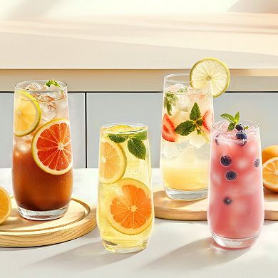 16-Piece Clear Glass Set Durable Glasses for Parties, Dining, and Outdoor Use