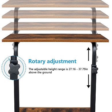 Adjustable C Table with Wheels and Casters, Sofa Side Laptop Table