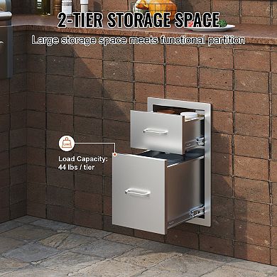 2-Tier Stainless Steel Kitchen Drawer Organizer for Utensils and Dishes