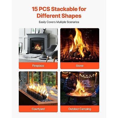 15-Piece Ceramic Fireballs for Fire Pits, Patios, or Indoor Fireplaces